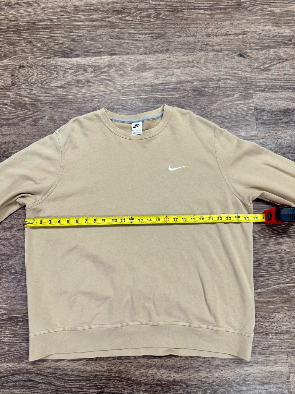 Nike Men's XXL Tan Beige 100% Cotton Crewneck Sweatshirt Embroidered Swoosh - Picture 5 of 7